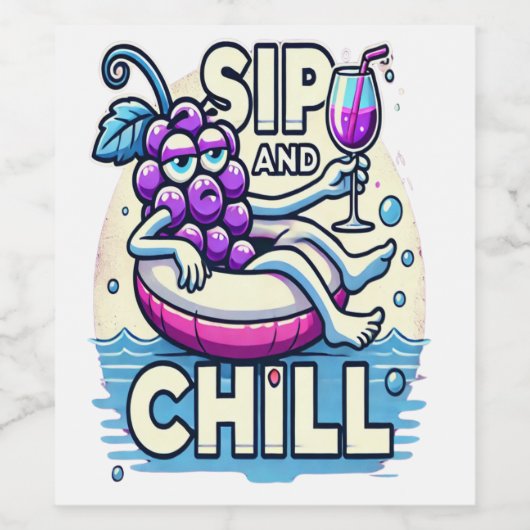 Sip en chill wijn etiket (Enkel label)