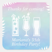 Sip en Dip Pool Party Favor Vierkante Sticker (Voorkant)