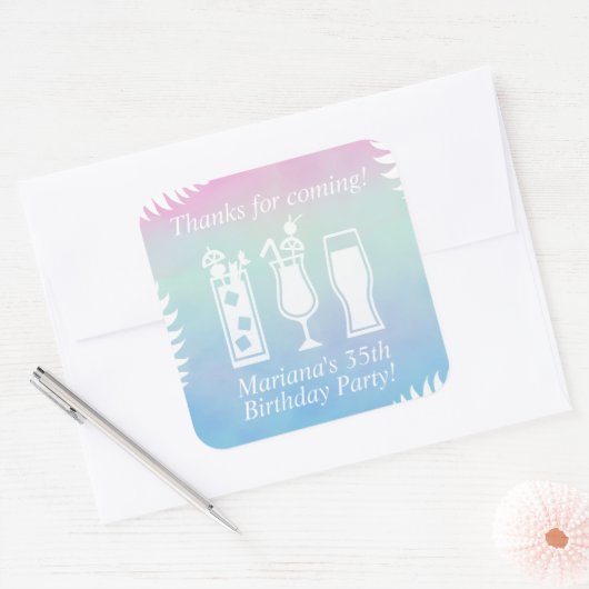 Sip en Dip Pool Party Favor Vierkante Sticker (Envelop)