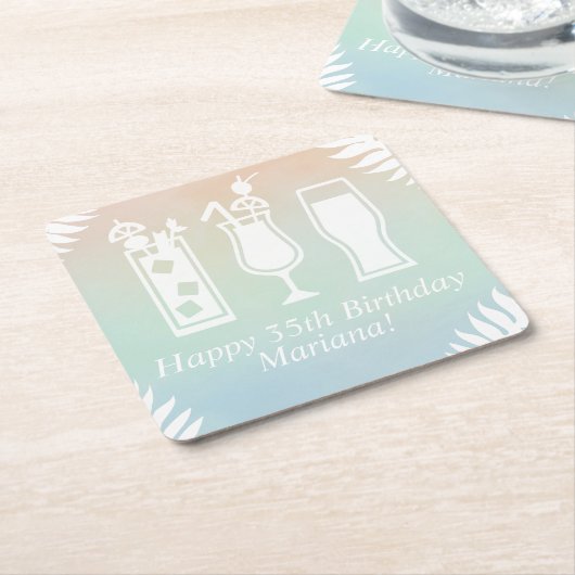 Sip en Dip Pool Party Verjaardagsfeest Kartonnen Onderzetters (Schuin)