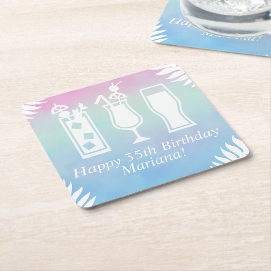 Sip en Dip Pool Party Verjaardagsfeest Kartonnen Onderzetters (Schuin)