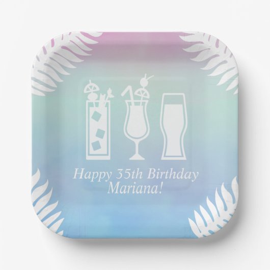 Sip en Dip Pool Party Verjaardagsfeest Papieren Bordje (Voorkant)