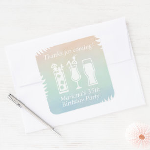 Sip en Dip zwembadfeest favor Vierkante Sticker