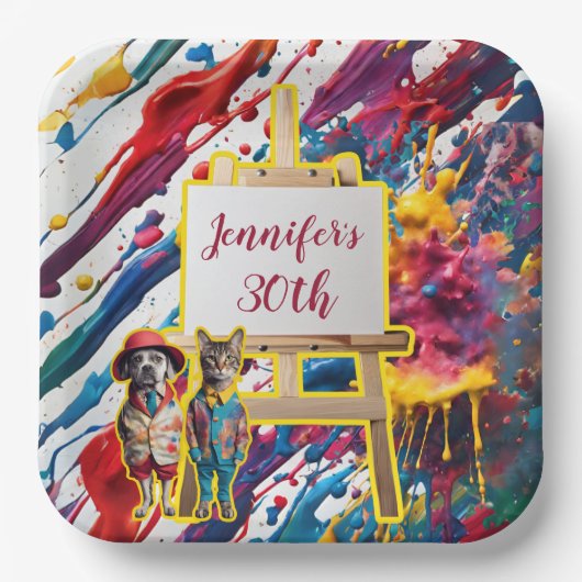 Sip en Paint party accessoires schilderkunst kunst Papieren Bordje (Voorkant)