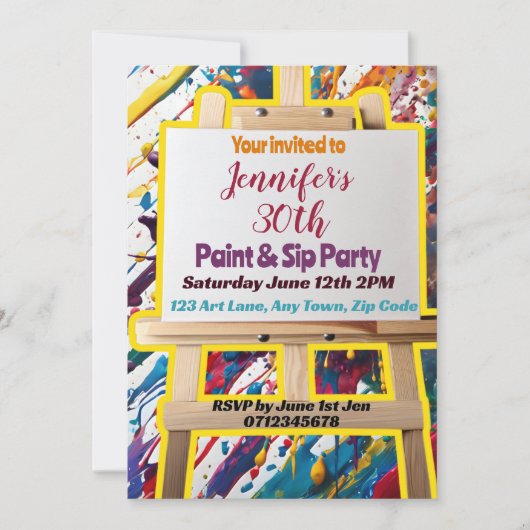 Sip en Paint party art schilderij feest viering Kaart (Voorkant)