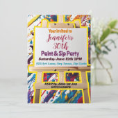 Sip en Paint party art schilderij feest viering Kaart (Staand voorkant)