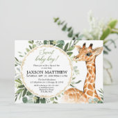Sip en See Baby boy, giraffe baby shower Kaart (Staand voorkant)
