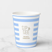 Sip en See Blue Striped Baby Boy Party Papieren Bekers (Achterkant)