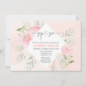 Sip en See girl baby shower Floral blush roze Kaart (Voorkant)