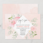 Sip en See girl baby shower Floral blush roze Kaart (Voorkant / Achterkant)