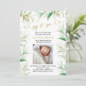 Sip en See Greenery Green and Gold Elegant Kaart (Staand voorkant)