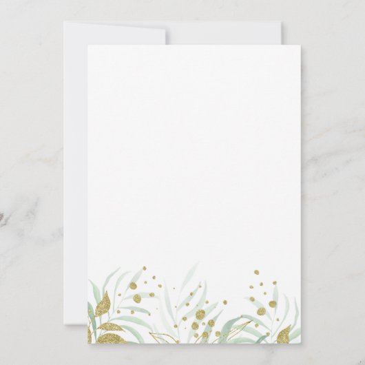 Sip en See Greenery Green and Gold Elegant Kaart (Achterkant)