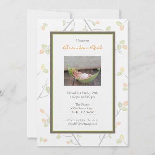 Sip en See Pumpkin Baby Carriage Invitation Kaart (Achterkant)