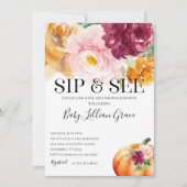 Sip en See Pumpkin Baby shower Invitation Kaart (Voorkant)