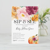 Sip en See Pumpkin Baby shower Invitation Kaart (Staand voorkant)