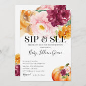 Sip en See Pumpkin Baby shower Invitation Kaart (Voorkant / Achterkant)