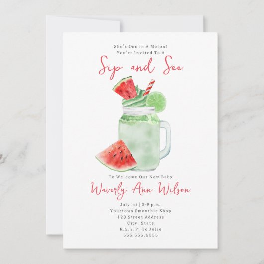 Sip en See Watermelon Smoothie Kaart (Voorkant)