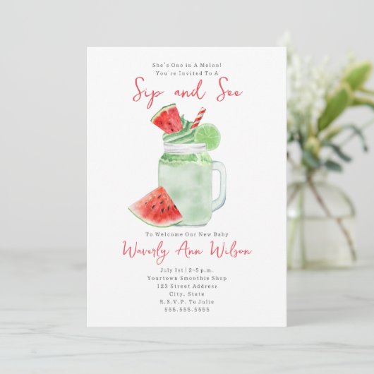 Sip en See Watermelon Smoothie Kaart (Staand voorkant)