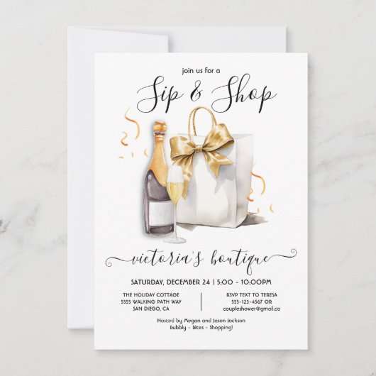 Sip en Shop boutique winkel evenement Kaart (Voorkant)