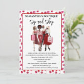 Sip en Shop Pop-Up Shop Kersen Uitnodiging (Staand voorkant)