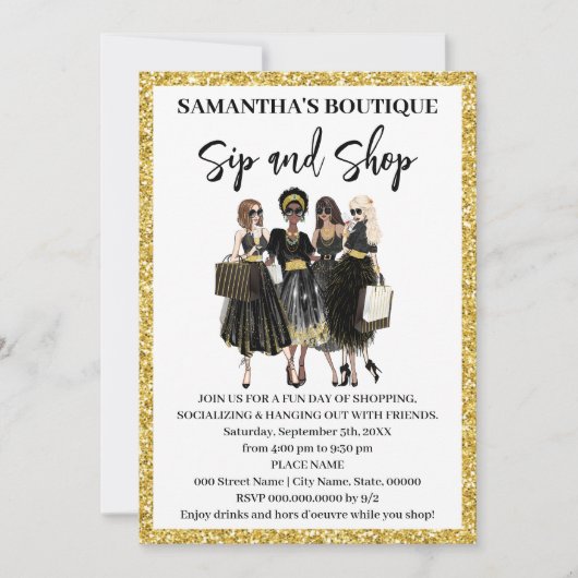 Sip en Shop Pop-upwinkel Kaart (Voorkant)