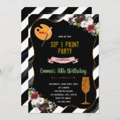 Sip en verf 16e verjaardag kaart (Voorkant / Achterkant)