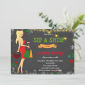 Sip en winkel kerstuitnodiging bedankkaart (Staand voorkant)