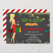 Sip en winkel kerstuitnodiging bedankkaart (Voorkant / Achterkant)