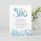 Sip en Zee Uitnodigingen Waterverf Ocean Theme (Staand voorkant)