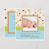 Sip en zie Baby Boy Foto PolkaDot Uitnodiging (Voorkant / Achterkant)