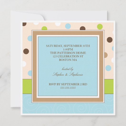 Sip en zie Baby Boy Foto PolkaDot Uitnodiging (Achterkant)