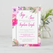 Sip en zie Baby Floral Rozen Roze Kaart (Staand voorkant)