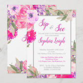 Sip en zie Baby Floral Rozen Roze Kaart (Voorkant / Achterkant)