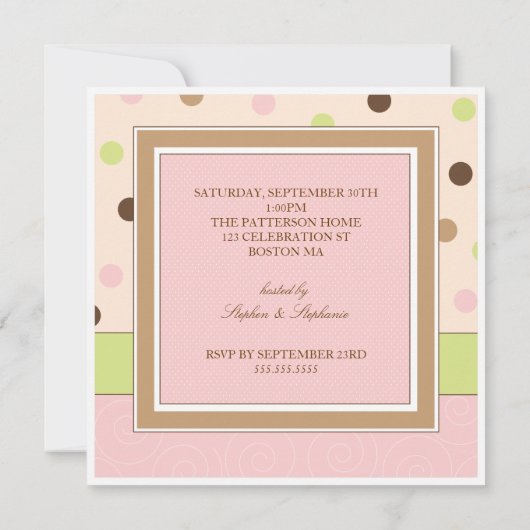 Sip en Zie Baby Girl Foto PolkaDot Uitnodiging (Achterkant)