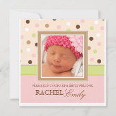 Sip en Zie Baby Girl Foto PolkaDot Uitnodiging (Voorkant)