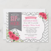 Sip en zie Baby Girl Shower Invitation Pink Kaart (Voorkant)