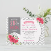Sip en zie Baby Girl Shower Invitation Pink Kaart (Staand voorkant)