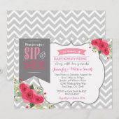 Sip en zie Baby Girl Shower Invitation Pink Kaart (Voorkant / Achterkant)