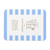 Sip en zie Baby shower Blue White Striped Magneet (Horizontaal)