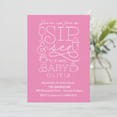 Sip en zie Baby Shower Invitation Girl Kaart (Staand voorkant)
