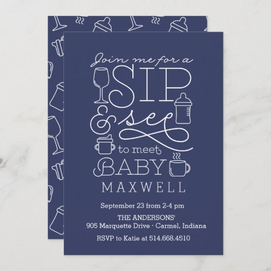 Sip en zie Babyschoenen Kaart (Voorkant / Achterkant)