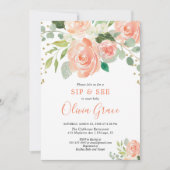 Sip en zie bloemige waterverven groen meisje baby kaart (Voorkant)