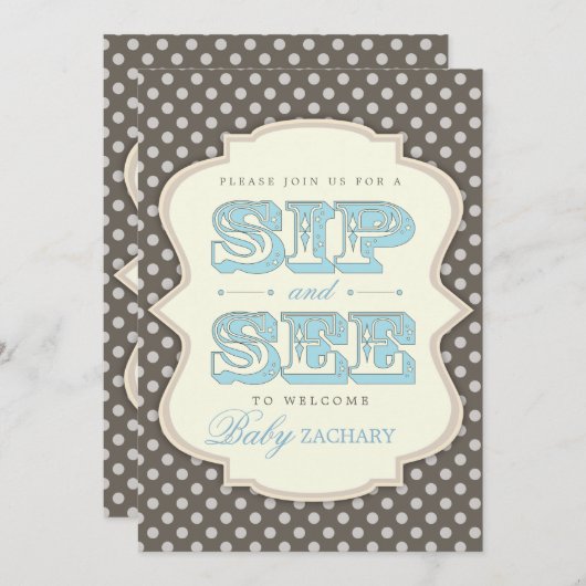 Sip en zie de uitnodiging van Sweet Baby Blue Brow (Voorkant / Achterkant)