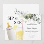 Sip en Zie Groene Welkom Baby Uitnodiging (Voorkant / Achterkant)