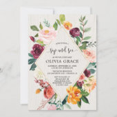 Sip en zie herfst bloemenrustieke herfstvakantie w kaart (Voorkant)