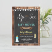 Sip en zie jongen douche party uitnodiging (Staand voorkant)