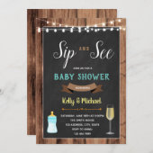 Sip en zie jongen douche party uitnodiging (Voorkant / Achterkant)