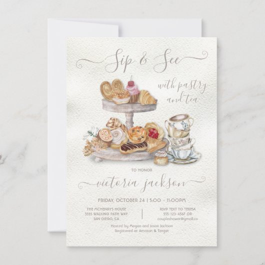 Sip en zie met het Baby shower van het Verfassenth Kaart (Voorkant)