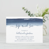 Sip en zie Navy Blue Waterverf Baby Boy Kaart (Staand voorkant)