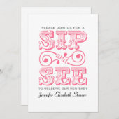 Sip en zie partijroze Baby shower-uitnodiging Kaart (Voorkant / Achterkant)